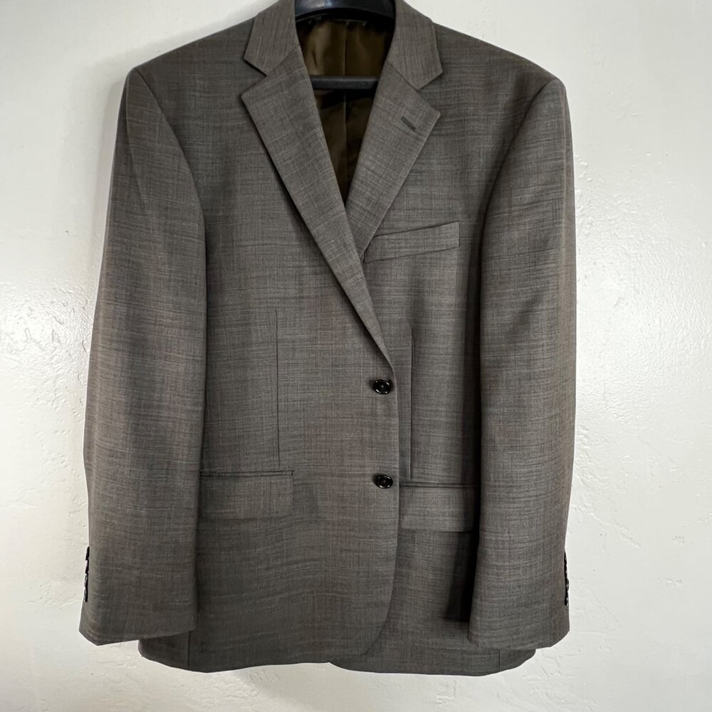 Geoffrey Beene Men's 2-Button Wool Blazer 40S Green/Brown Plaid Classic Fit